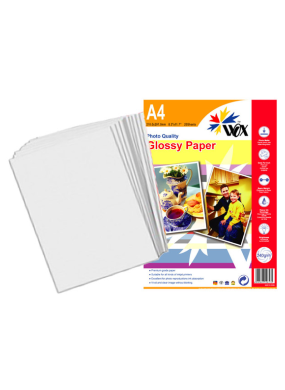 Papel Wox Glossy Fotografico A4 240grs x 20 uds