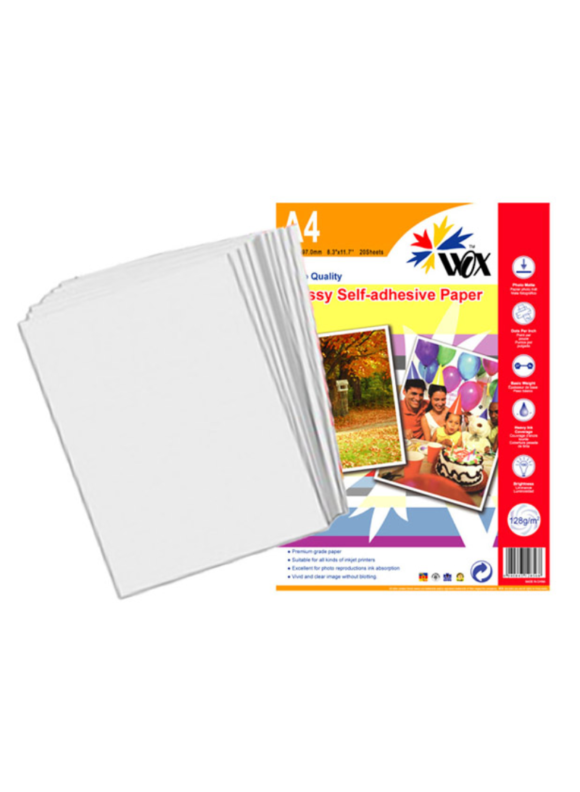 Papel Wox Glossy Fotografico A4 Autoadhesivo 128grs x 20 uds